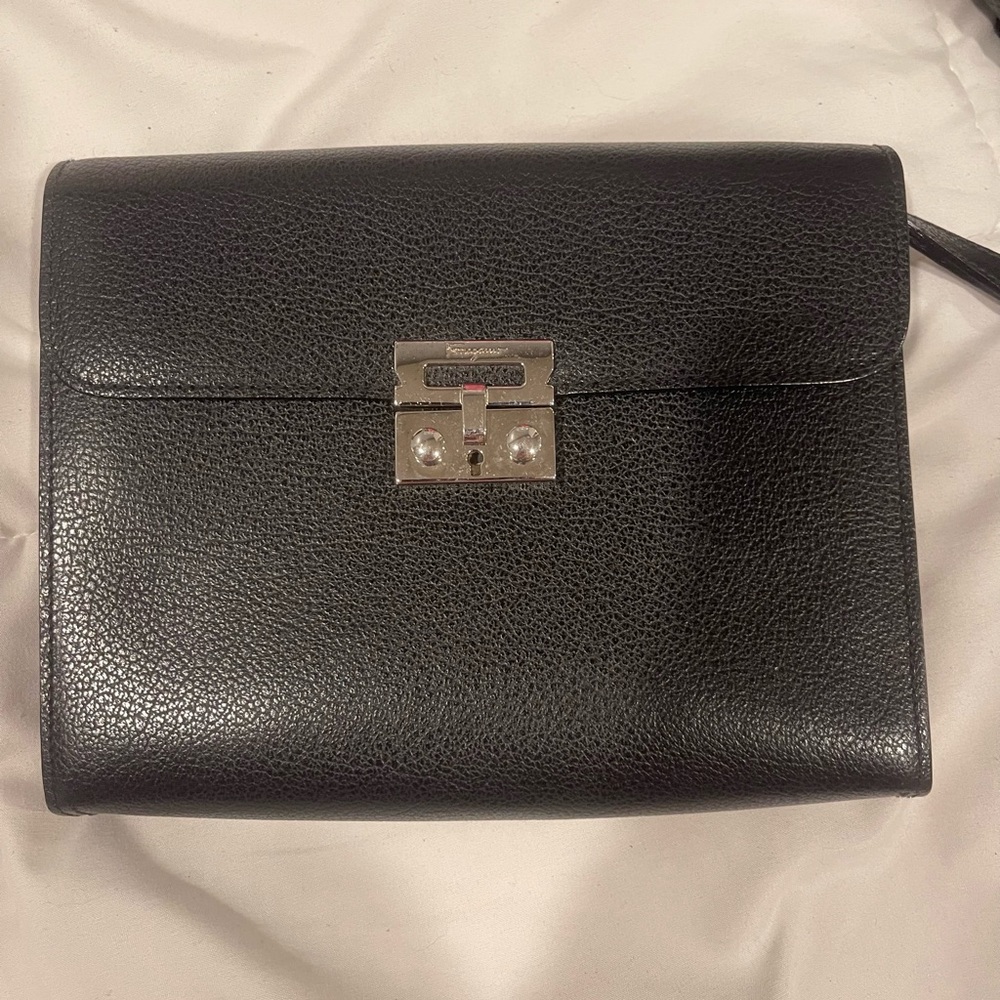 Salvatore Ferragamo Black Leather Bag with Structured Design